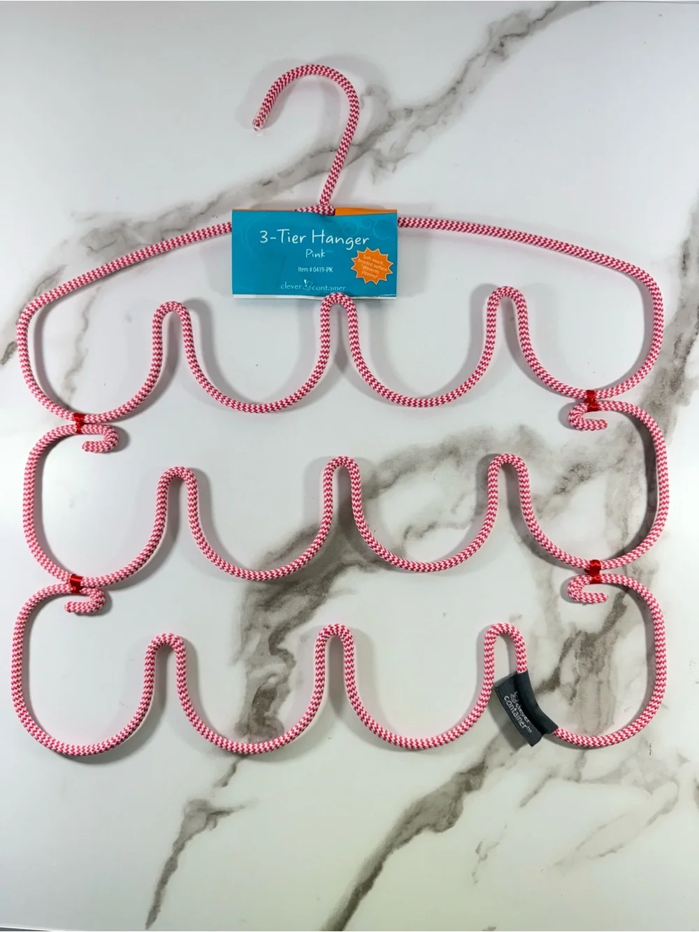 3 Pcs Pink Clear Hanging 8-16 Shoes Purse Towel Scarfs Accessory Closet Organize